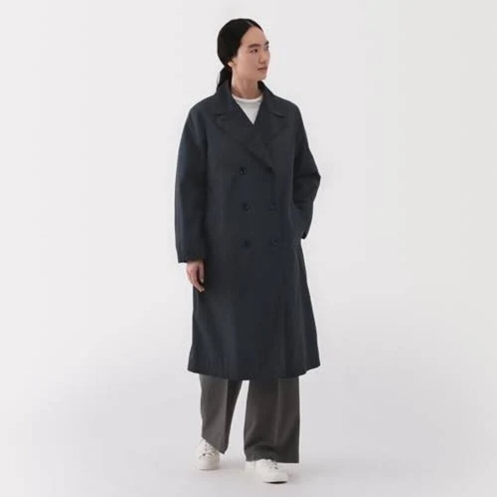 Muji Lightweight Water Repellent Trench - Black, Medium